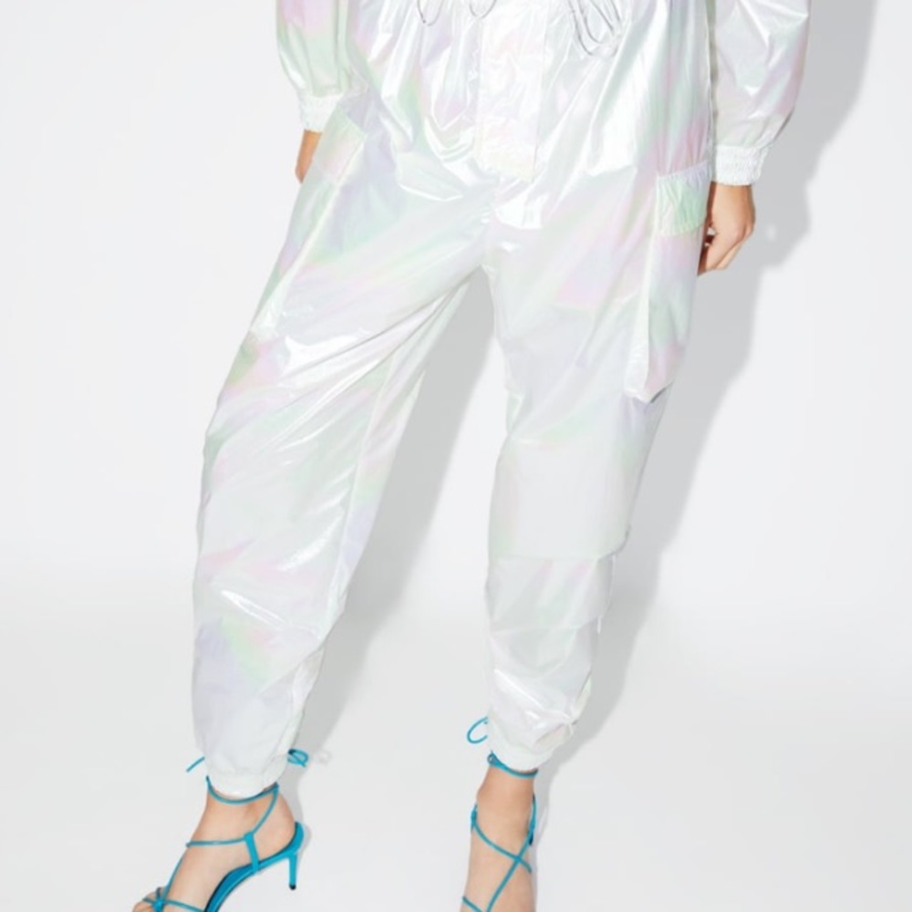 Zara iridescent effect pants parachute/ cargo